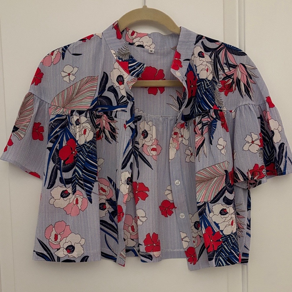 Floral Button-Up Blouse - Multicolor